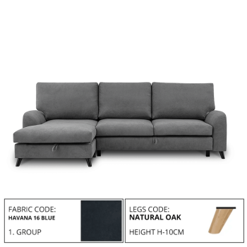 Sofa MERLIN SLEEPING (Left corner, extendable) (HAVANA 16 BLUE)